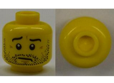 Yellow Minifigure, Head Beard Stubble, Wrinkles and Worried Look Pattern - Hollow Stud