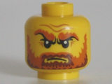 Yellow Minifigure, Head Beard Dark Orange, Bushy Eyebrows, Wrinkles Pattern (Jack McHammer) - Hollow Stud