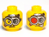 Yellow Minifigure, Head Dual Sided Glasses, Red and Gray Lens / Clear and Gray Lens Pattern - Hollow Stud