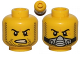 Yellow Minifigure, Head Dual Sided Beard Stubble, Determined / Breathing Apparatus Pattern - Hollow Stud