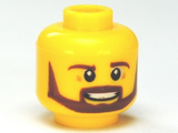 Yellow Minifigure, Head Beard Brown Angular, Pupils, Teeth Pattern - Hollow Stud