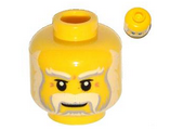 Yellow Minifigure, Head Beard Light Bluish Gray and White Full, Thick Moustache and Eyebrows Pattern - Hollow Stud