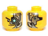 Yellow Minifigure, Head Alien with Mechanical Left Eye Light Blue, Head Plates Pattern - Hollow Stud