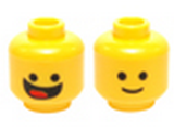 Yellow Minifig, Head Dual Sided Black Standard Eyes, Smile with Tongue / Standard Grin Pattern (Benny) - Stud Recessed