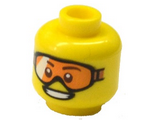 Yellow Minifigure, Head Glasses with Orange Goggles and Open Smile Pattern - Hollow Stud