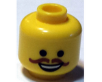Yellow Minifigure, Head Black Eyes, Open Mouth Smile and Curly Brown Moustache Pattern (Western Emmet) - Hollow Stud