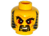 Yellow Minifigure, Head Black Bushy Eyebrows, Red Eyes, Moustache and Goatee, Sideburns, Wrinkles Pattern - Hollow Stud