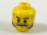 Yellow Minifig, Head Beard Gray with Gray Eyebrows, Sideburns and Stern Pattern (Governor) - Stud Recessed