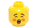 Yellow Minifigure, Head Rosy Cheeks, Open Mouth, Black Eyebrows Pattern (Caroler) - Hollow Stud