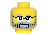 Yellow Minifigure, Head Gray Eyebrows and Full Beard with Black Lines, Black Glasses and White Pupils Pattern - Hollow Stud