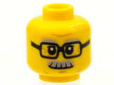Yellow Minifigure, Head Glasses Rectangular, Gray Eyebrows and Moustache Pattern - Hollow Stud