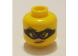 Yellow Minifigure, Head Female Black Eye Mask, Black Eyebrows with One Eyebrow Raised, Red Lips with Smirk Pattern - Hollow Stud