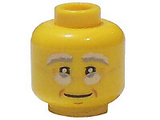 Yellow Minifigure, Head Glasses with Gold Frame, White and Gray Eyebrows, Dark Orange Cheek Lines Pattern - Hollow Stud