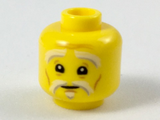 Yellow Minifigure, Head White and Gray Eyebrows and Goatee, Dark Orange Wrinkles, Concerned Expression Pattern (Sensei Wu) - Hollow Stud