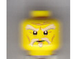 Yellow Minifigure, Head White and Gray Raised Eyebrows and Goatee, Medium Nougat Wrinkles, Concerned Expression Pattern (Sensei Wu) - Hollow Stud