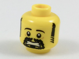 Yellow Minifigure, Head Black Eyebrows, Sideburns and Goatee, Scared Pattern - Hollow Stud
