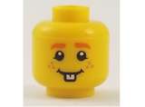 Yellow Minifig, Head Orange Eyebrows and Freckles, Smiling with One Tooth Pattern - Stud Recessed