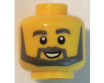Yellow Minifigure, Head Beard with Thick Gray Eyebrows, Angular Beard, Open White Mouth, White Pupils Pattern - Hollow Stud