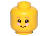 Yellow Minifigure, Head Dark Pink Eyebrows, Smile and Pink Cheeks Pattern - Hollow Stud