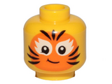 Yellow Minifigure, Head Female Orange Cat Face Paint Pattern - Hollow Stud