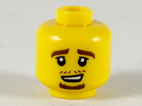 Yellow Minifigure, Head Reddish Brown Eyebrows, Moustache Stubble and Goatee Pattern - Hollow Stud