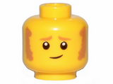 Yellow Minifigure, Head Sideburns and Worried Look Pattern - Hollow Stud