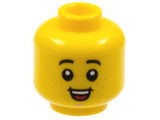 Yellow Minifigure, Head Child Black Eyebrows, Freckles, Small Open Smile with Top Teeth Pattern - Hollow Stud