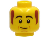Yellow Minifigure, Head Black Thick Eyebrows, Reddish Brown Sideburns, Cheek Lines, Chin Dimple, Lopsided Grin Pattern - Hollow Stud