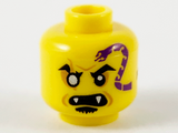 Yellow Minifigure, Head Dark Purple Snake Tattoo, Gold Right Eye, Open Mouth with Fangs, Black Soul Patch Pattern - Hollow Stud