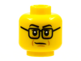 Yellow Minifigure, Head Black Eyebrows and Glasses, Medium Nougat Age Lines Pattern - Hollow Stud