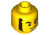 Yellow Minifigure, Head Dark Brown Eyebrows, Goatee and Sideburns, Black Eyes and White Pupils Pattern - Hollow Stud