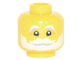 Yellow Minifigure, Head with White and Gray Beard, Bushy Eyebrows and Moustache, Laugh Lines, White Pupils Pattern - Hollow Stud
