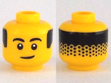 Yellow Minifigure, Head Black Eyebrows, Eyes with White Pupils, Hair on Back Pattern - Hollow Stud