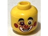 Yellow Minifigure, Head Clown Thick Black Eyebrows, Star on Right Eye, Red Cheeks, Open Mouth Smile Pattern - Hollow Stud (BAM)