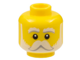 Yellow Minifigure, Head White Eyebrows, Moustache, and Beard, Medium Nougat Crow's Feet Pattern - Hollow Stud