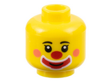 Yellow Minifigure, Head Clown Black Eyebrows, Coral Cheeks, Red Nose and Large Mouth Makeup Pattern - Hollow Stud (BAM)