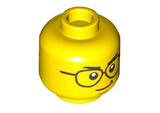 Yellow Minifigure, Head Dual Sided Black Eyebrows, Glasses, and Open Mouth Shocked / Smirk Pattern - Hollow Stud