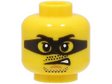 Yellow Minifigure, Head Black Eyebrows and Mask, Chin Dimple, Stubble, Grimace Pattern - Hollow Stud