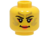 Yellow Minifigure, Head Female Black Eyebrows, Gold Stripes Face Paint, Coral Lips and Eye Shadow, Smile Pattern - Hollow Stud (BAM)