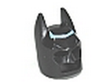 Black Black Minifigure, Headgear Mask Batman Cowl (Angular Ears, Pronounced Brow) with Medium Blue Electro Pattern