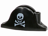 Black Minifigure, Headgear Hat, Pirate Bicorne with Small Skull and Crossbones Pattern