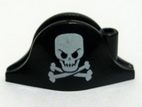 Black Minifigure, Headgear Hat, Pirate Bicorne with Large Skull and Crossbones Pattern