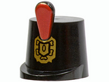 Black Minifigure, Headgear Hat, Imperial Guard Shako with Red Plume and Gold Emblem Pattern