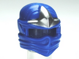 Blue Minifig, Headgear Ninjago Wrap with Silver 3 Point Emblem Pattern