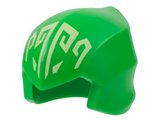 Bright Green Minifigure, Headgear Ninjago Wrap / Hood Smooth with Bright Light Yellow Energy Symbols Pattern