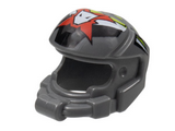 Dark Bluish Gray Minifigure, Headgear Helmet Space with World Racers Team Extreme Logo Pattern