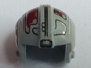 Light Bluish Gray Minifig, Headgear Helmet SW Rebel Pilot with Dark Red Markings Pattern