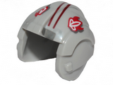 Light Bluish Gray Minifigure, Headgear Helmet SW Rebel Pilot with Red T-16 Skyhopper Pilot Logo and Two Dark Red Stripes Pattern