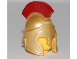 Metallic Gold Minifigure, Headgear Helmet Spartan Warrior with Dark Red Crest Pattern