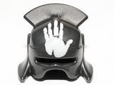 Pearl Dark Gray Minifig, Headgear Helmet Castle with Lateral Comb and Handprint Pattern
